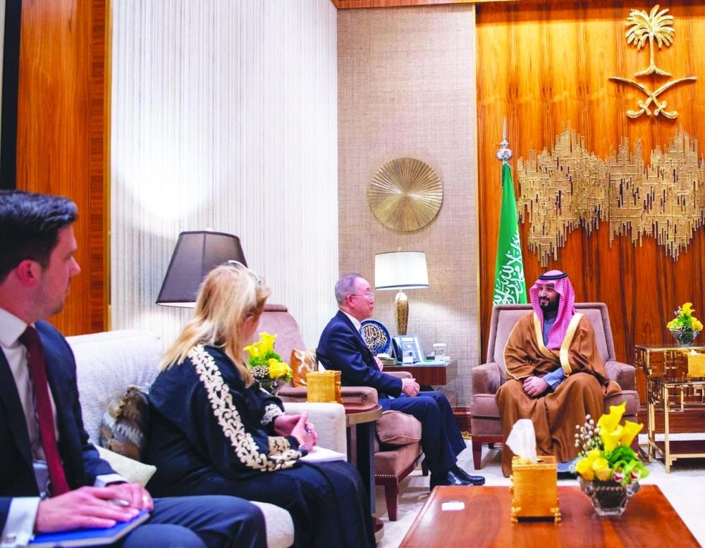  الأمير محمد بن سلمان لدى لقائه بان كي مون (واس)  