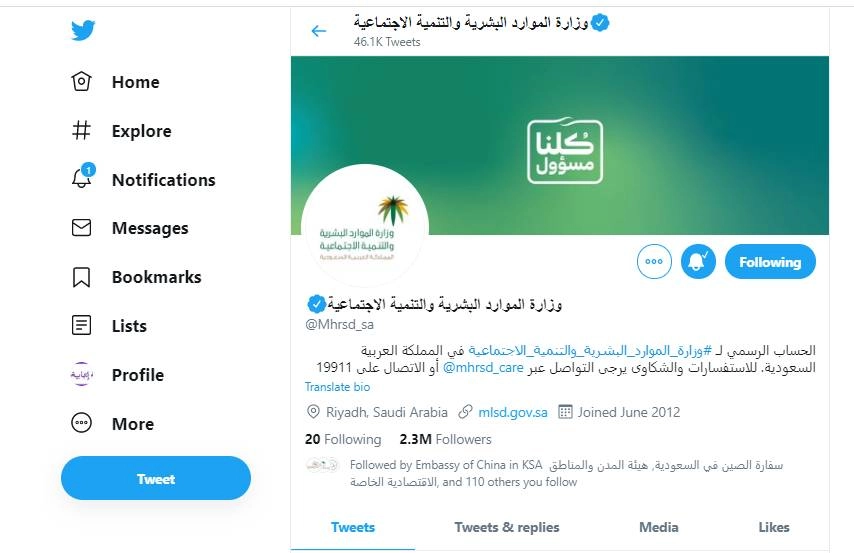 وزارة الموارد البشرية والتنمية الاجتماعية