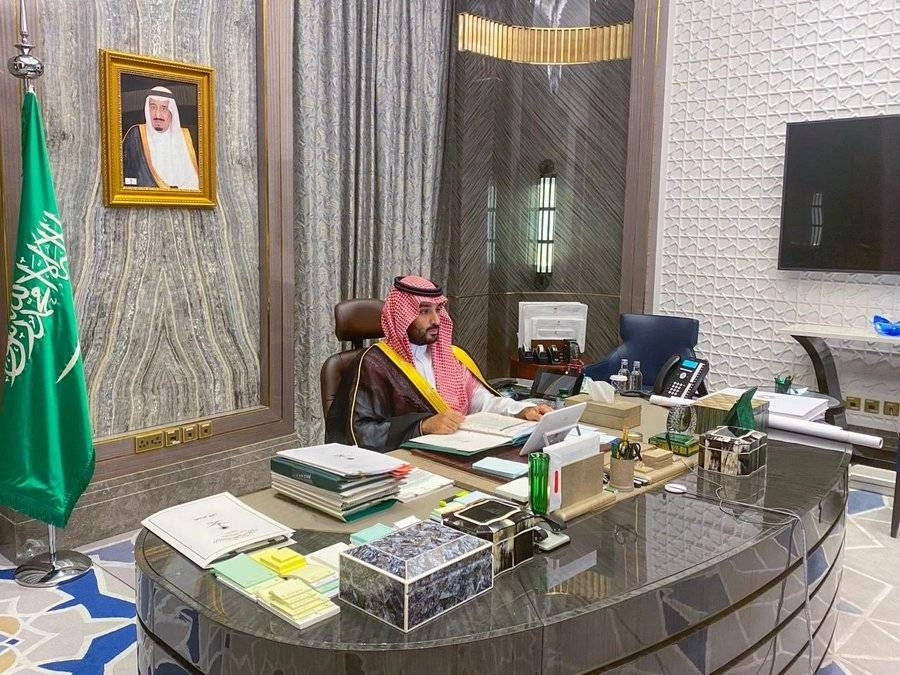 جانب من جلسة مجلس الوزراء عبر الاتصال المرئي (مكة)