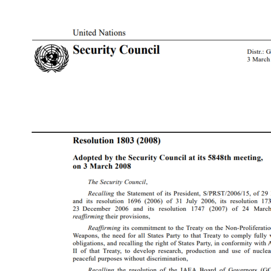 مجلس الأمن الدولي القرار 1803