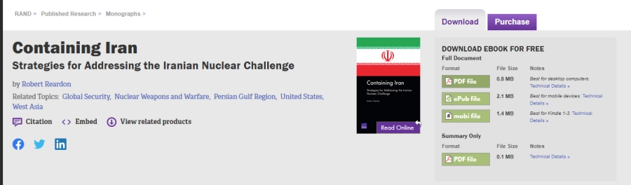 






كتاب مؤسسة راند «احتواء إيران»