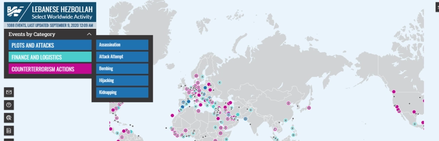 هجمات حزب الله وفق الخريطة (مكة)
