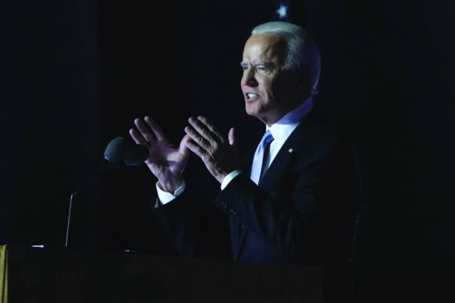 بايدن يتحدث عقب إعلان فوزه ( د ب أ)