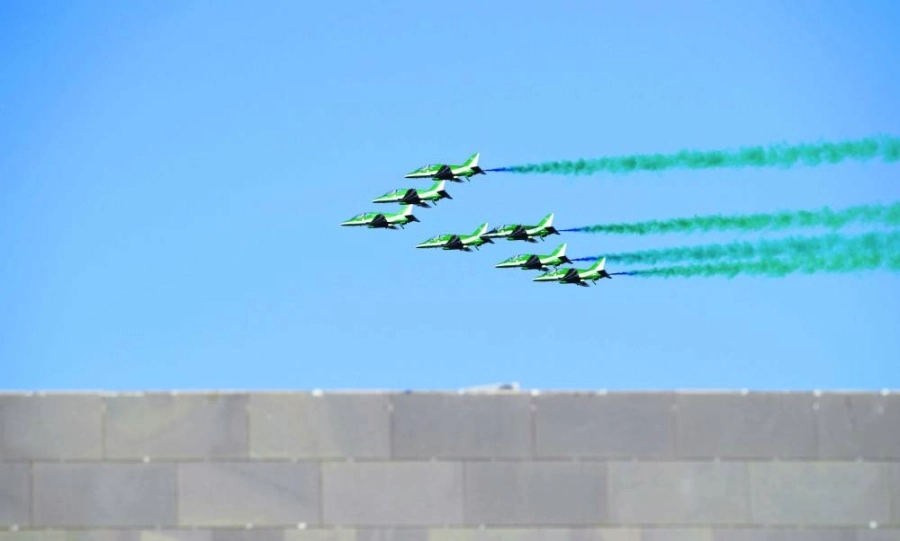 من العروض الجوية المصاحبة لقمة العشرين بالرياض أمس                                   (مكة)