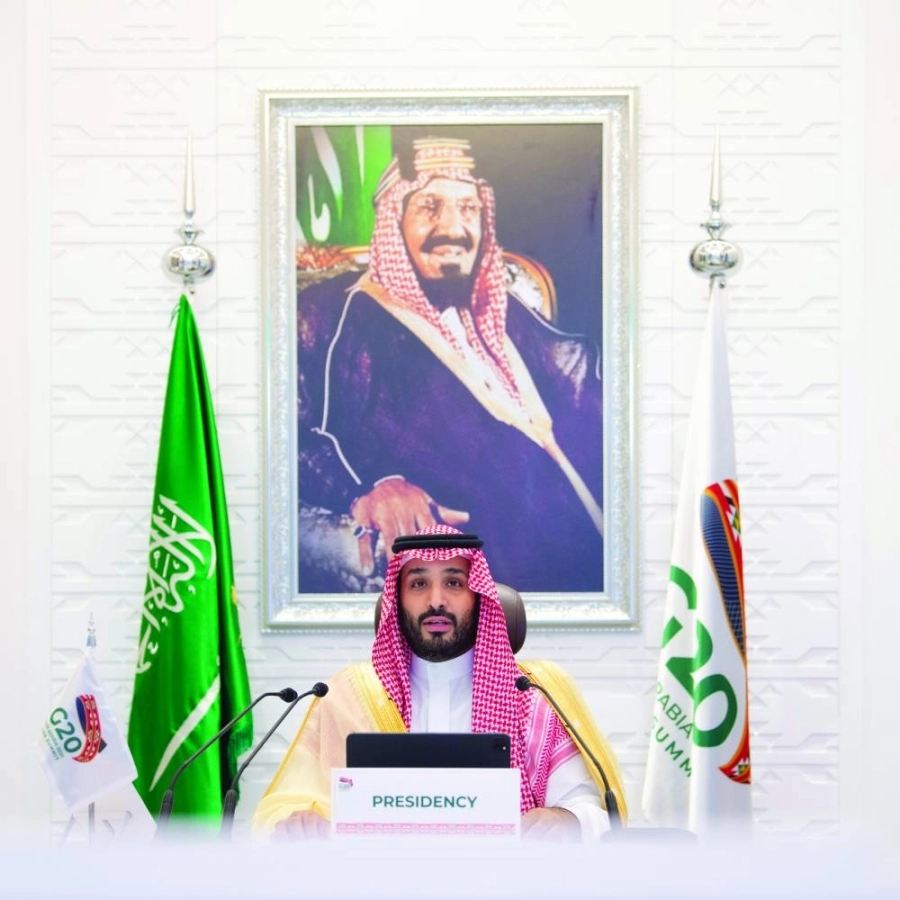 الأمير محمد بن سلمان خلال إلقاء بيان القمة (واس)