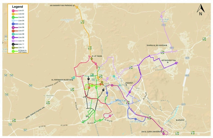 خارطة مسارات حافلات مكة (مكة)