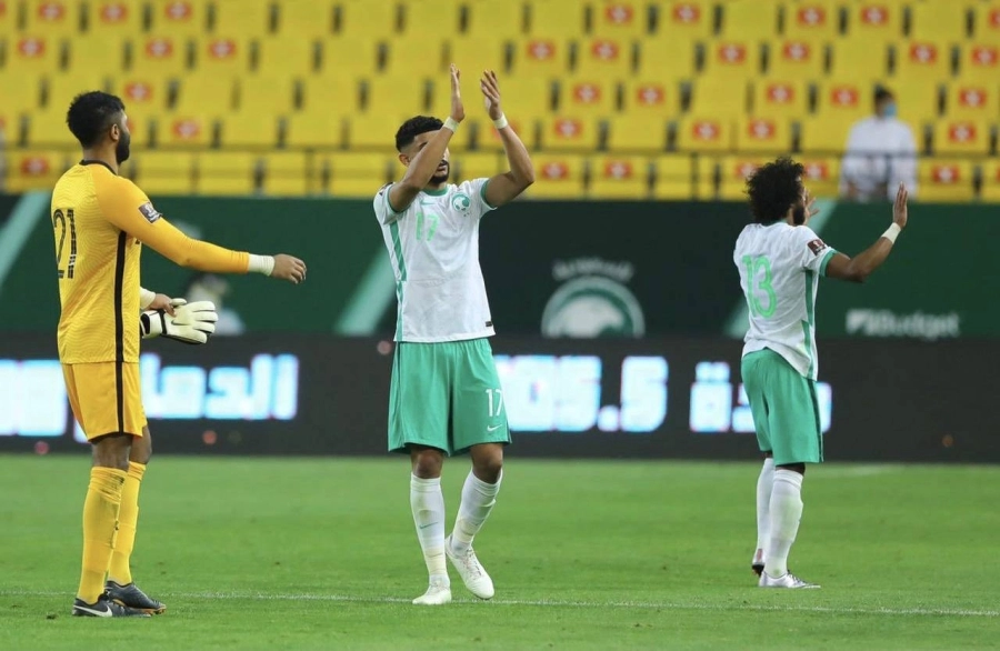 من مباراة السعودية وفلسطين (واس)