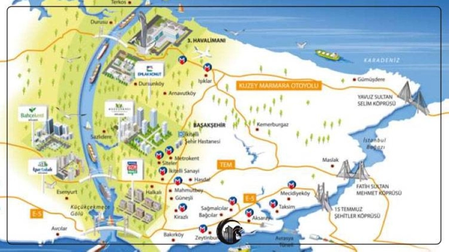 خريطة لقناة إسطنبول الجديدة (مكة)