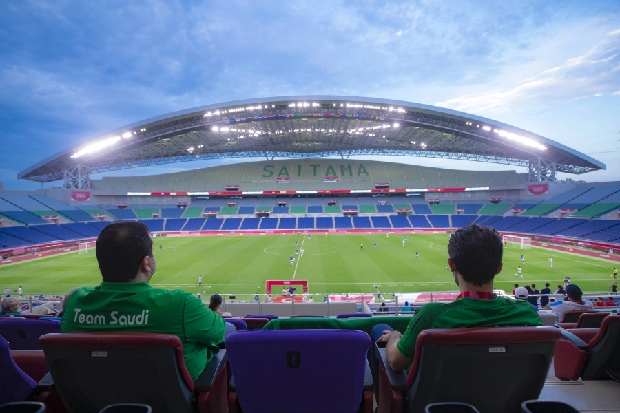 حضوره مباراة الأولمبي أمام البرازيل بملعب سايتاما  (واس)