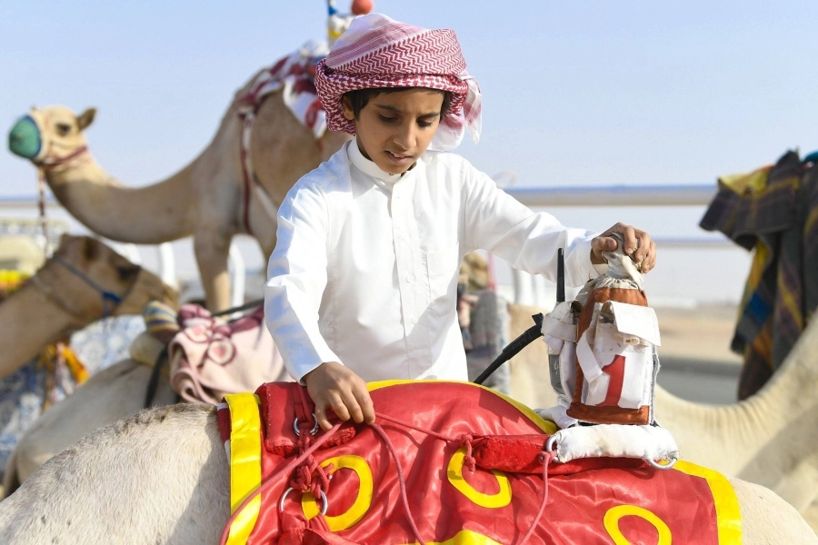 من منافسات المرحلة التمهيدية لمهرجان ولي العهد للهجن، الذي انطلق أمس في نسخته الثالثة على ميدان محافظة الطائف لسباقات الهجن.
