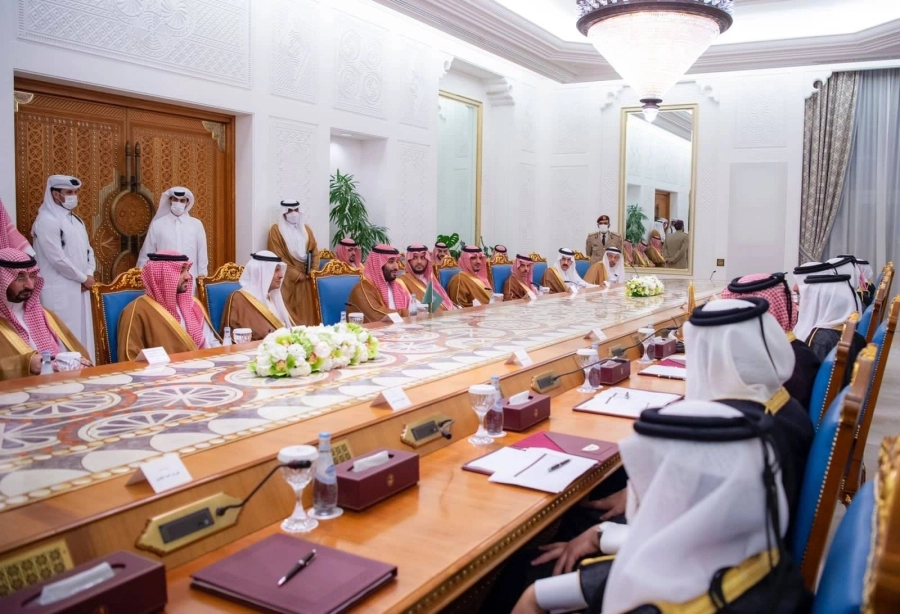 من اجتماع الأمير محمد بن سلمان والشيخ تميم آل ثاني (واس)