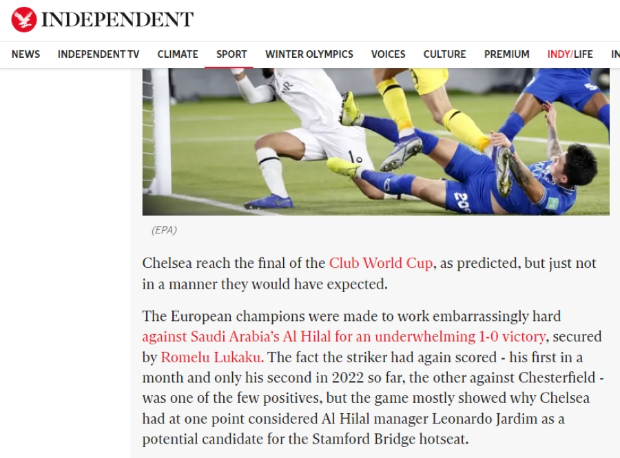 






موقع تشيلسي الرسمي وصحف عالمية