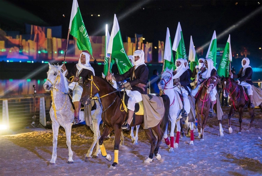 مسيرة بالخيول في يوم التأسيس              (مكة)