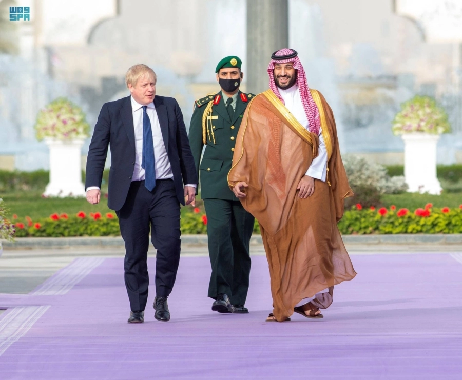 الأمير محمد بن سلمان خلال استقباله بوريس جونسون  (واس) 