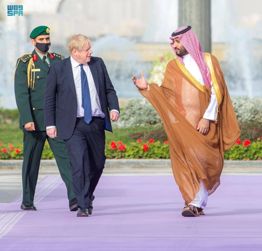 الأمير محمد بن سلمان خلال استقباله بوريس جونسون  (واس) 