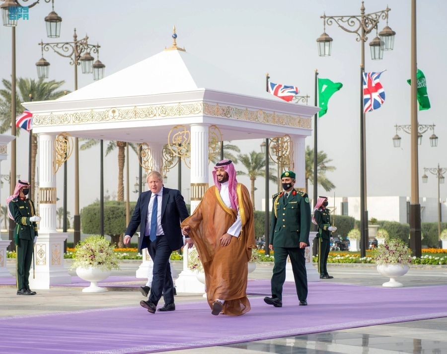 الأمير محمد بن سلمان خلال استقباله بوريس جونسون  (واس) 