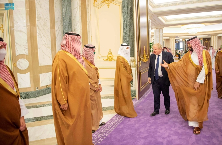 الأمير محمد بن سلمان خلال استقباله بوريس جونسون  (واس) 