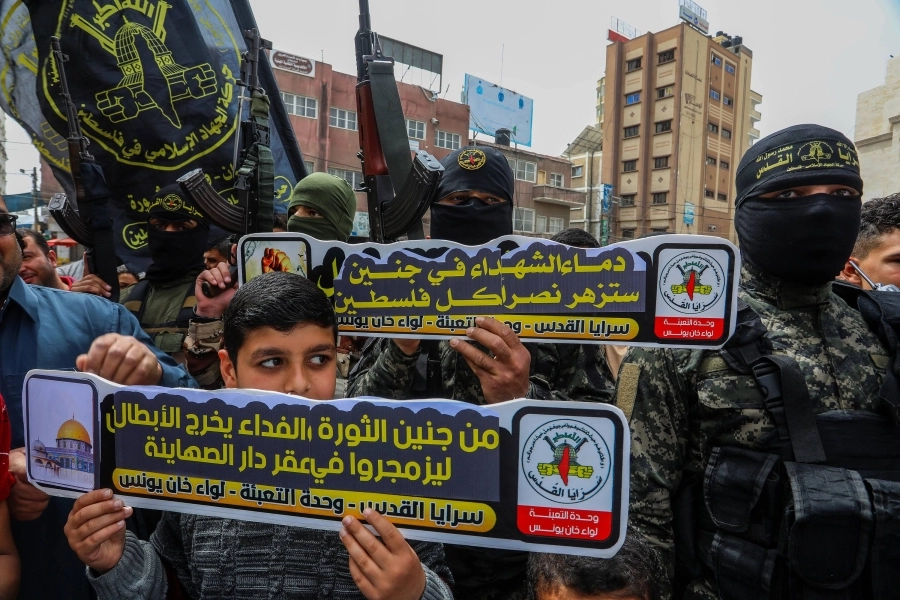 مظاهرات في جنين ضد التصعيد الاسرائيلي (د ب أ)