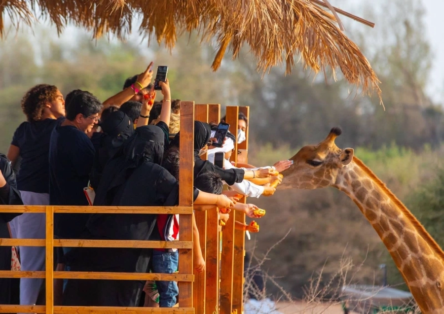 عائلات خلال الاستمتاع بمشاهدة عدد من الأنواع النادرة والجميلة في عالم الحيوانات ضمن فعاليات موسم جدة.
