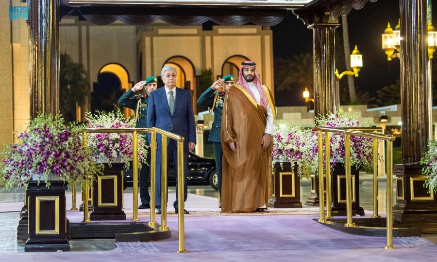 الأمير محمد بن سلمان خلال استقباله قاسم توكاييف                                                                                   (واس)