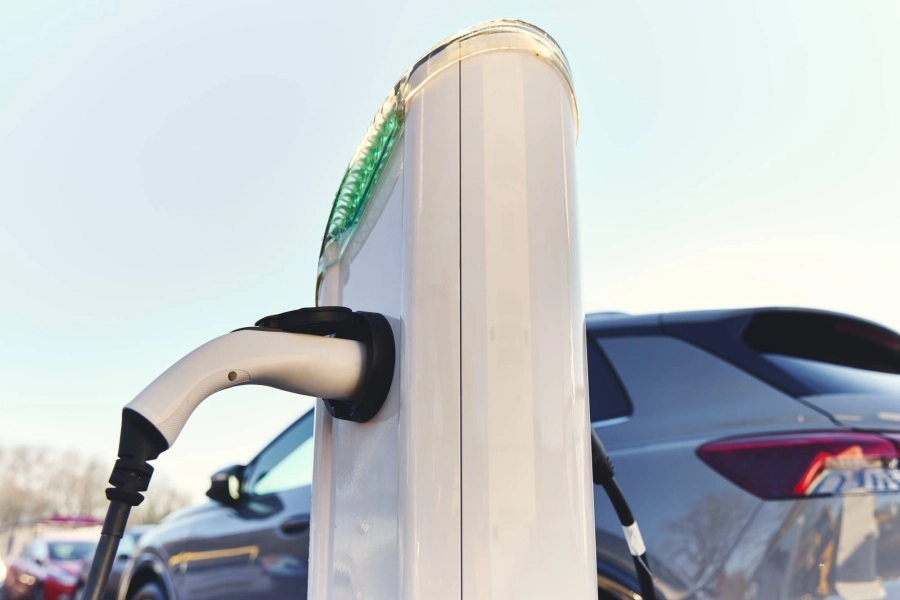 Electric Car Charging Point with copy space