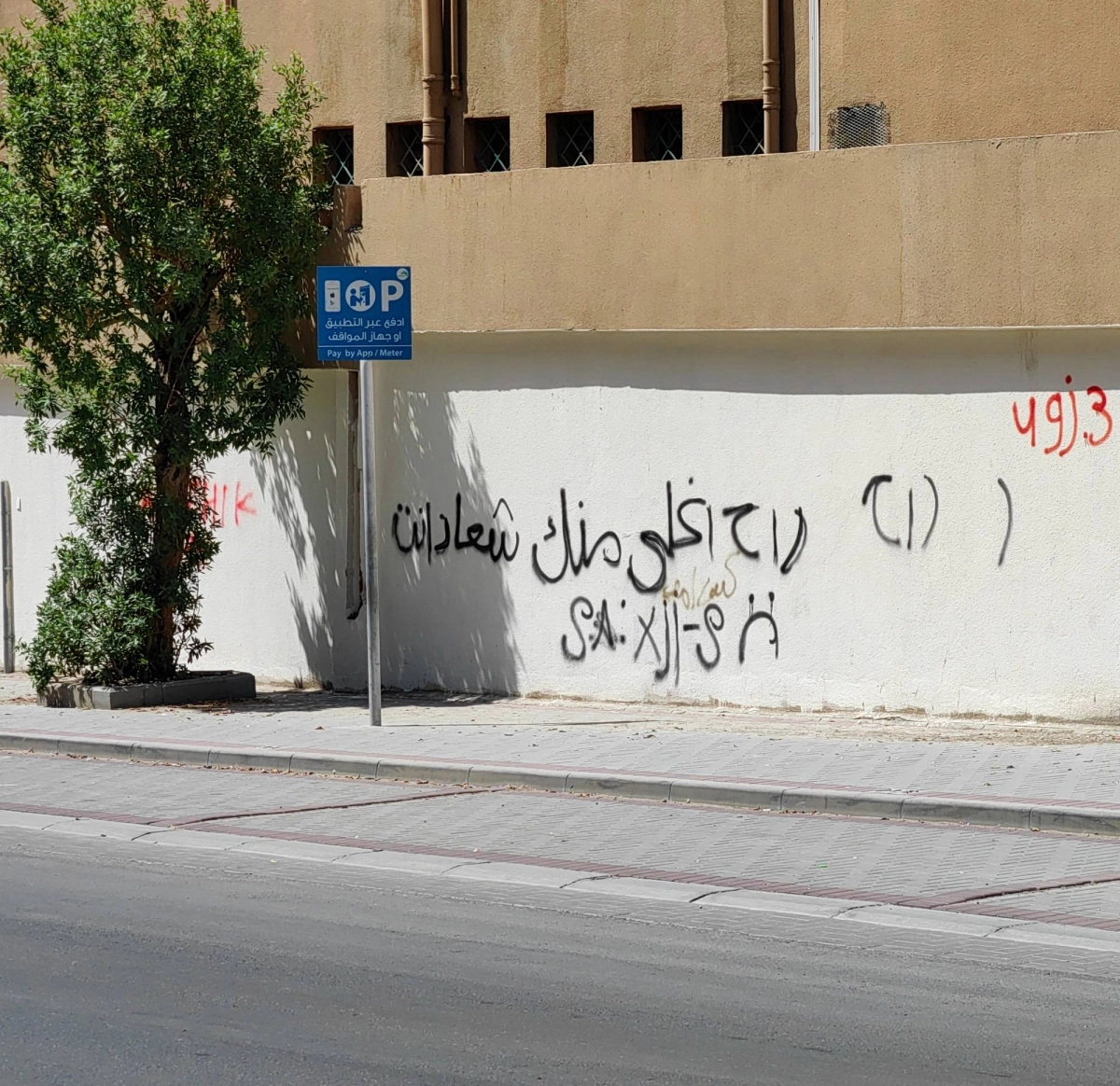 عبارات خادشة للذوق العام على أسوار الثانوية الحادية والثلاثون للبنات بالعاصمة المقدسة، مكتوبة منذ الإجازة الصيفية وما زالت حتى الآن. (أنس الحارثي)
