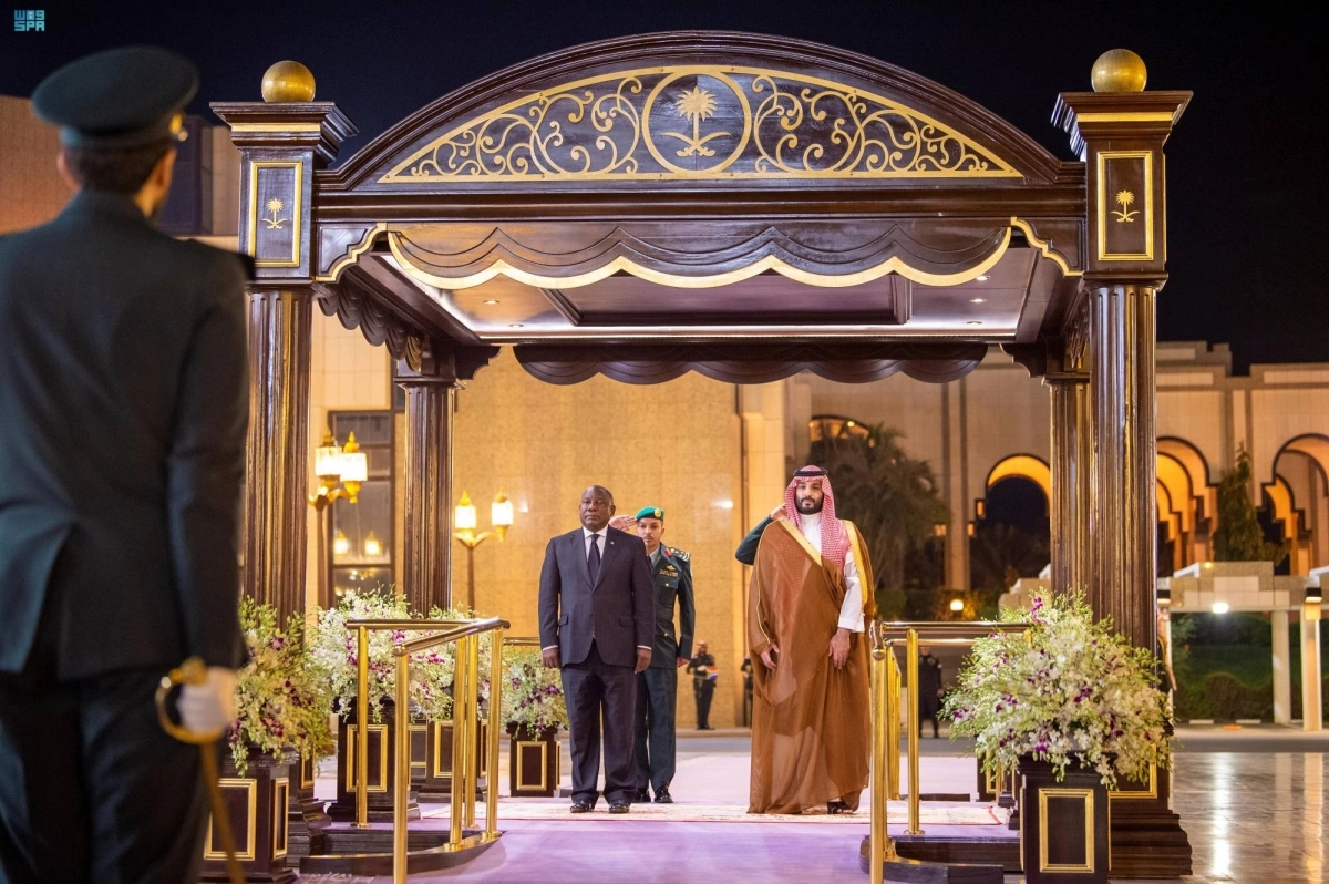 الأمير محمد بن سلمان خلال استقباله سيريل رامافوزا                                                                                                                                               (واس) 