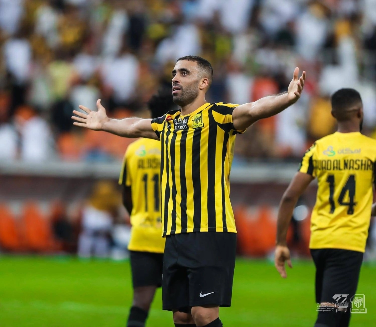 

حمدالله بعد تسجيله الهدف الثاني