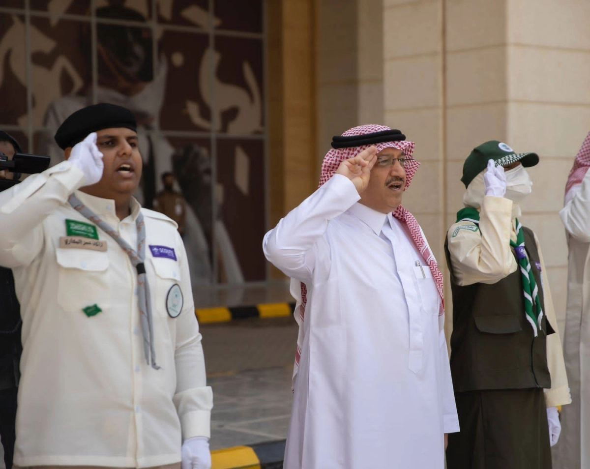 يوسف البنيان خلال مشاركته في الاحتفاء بيوم العلم (مكة)