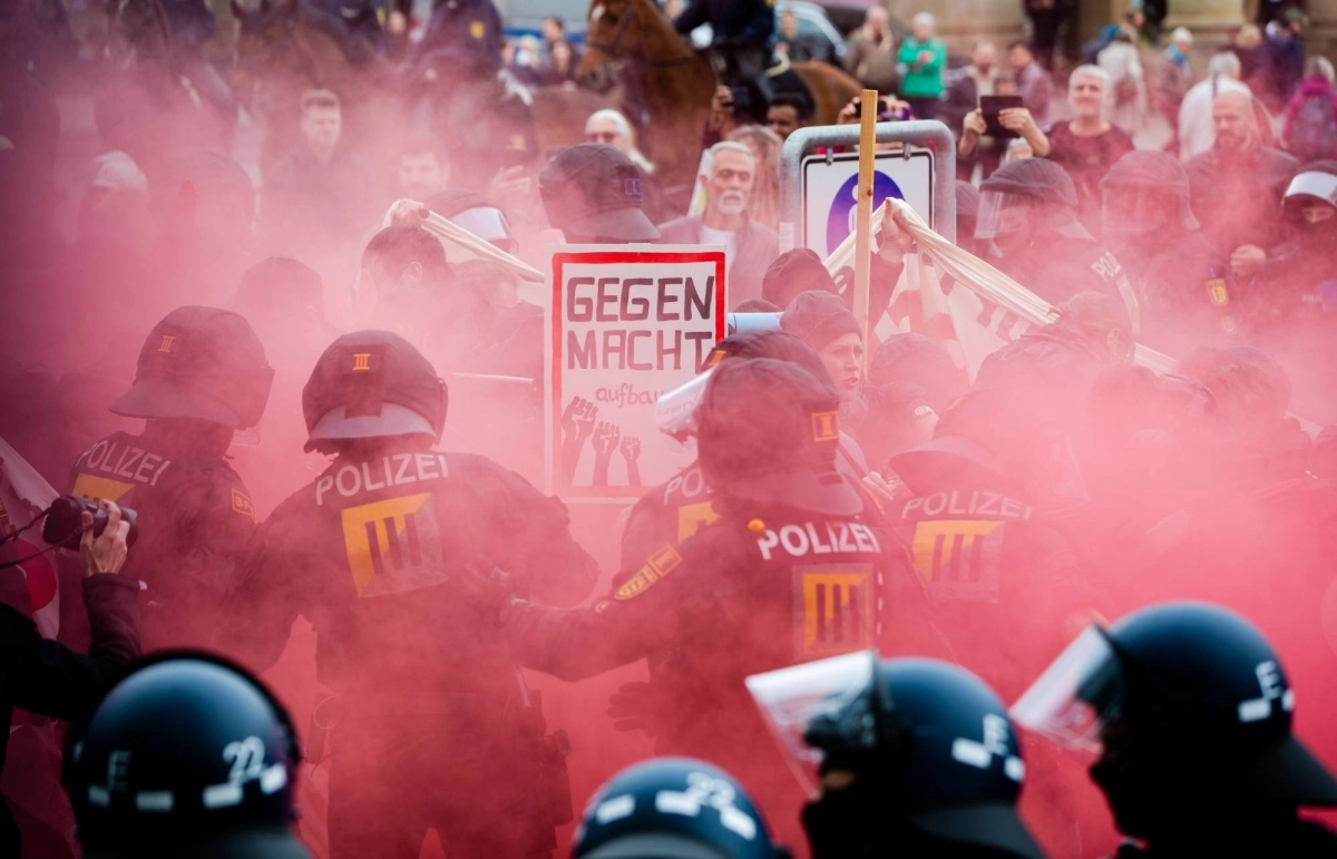 اشتباكات بين الشرطة والمتظاهرين في ألمانيا ( د ب أ)