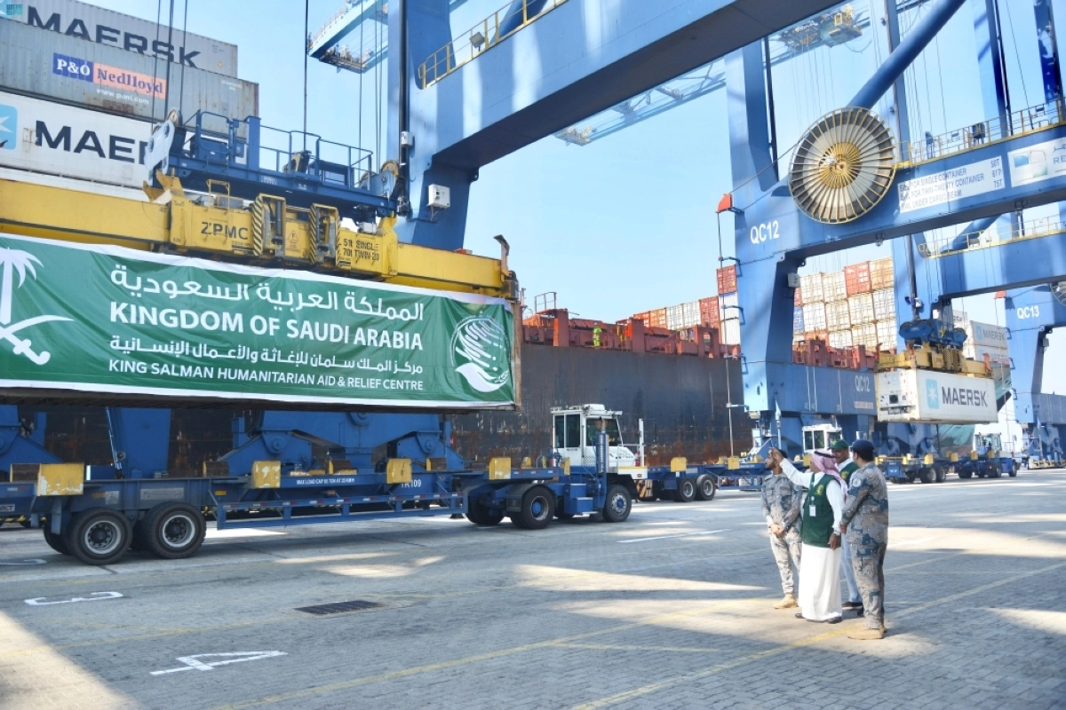 وصول الباخرة السعودية الخامسة لاغاثة أهل غزة (واس)