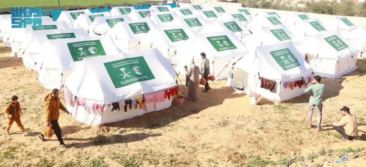 عمليات نصب خيام مركز الملك سلمان للإغاثة