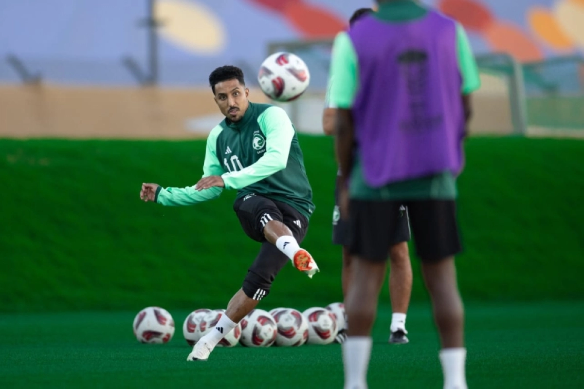 سالم الدوسري خلال التدريبات