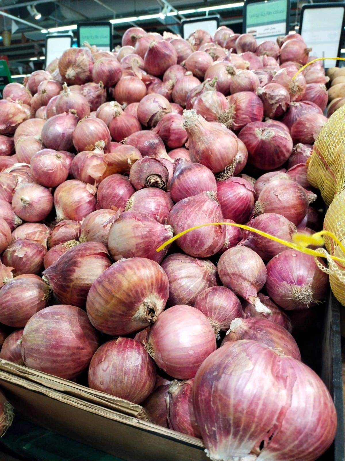 بصل معروض للبيع في أحد المراكز التجارية