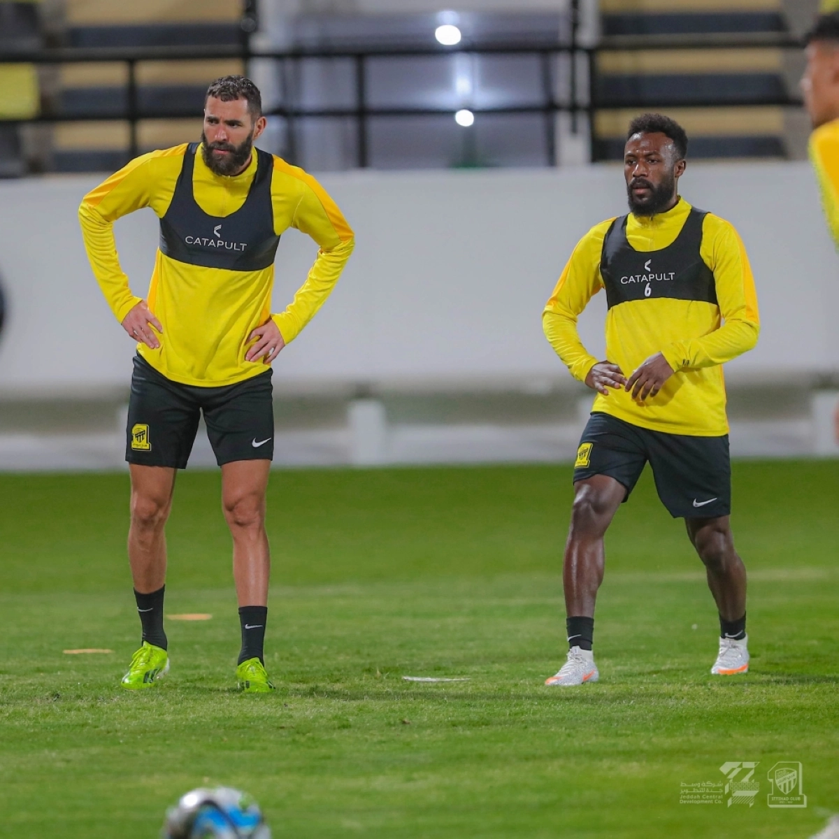 كريم بنزيما في تدريبات الاتحاد