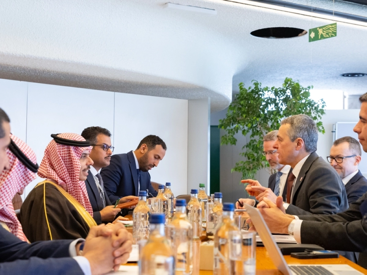 فيصل بن فرحان لدى اجتماعه مع نظيره السويسري (واس)