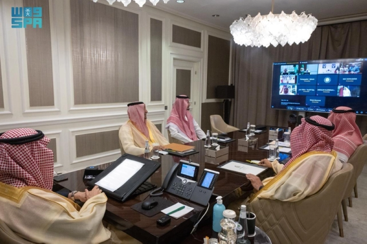 وزير الخارجية السعودي خلال الاجتماع المرئي