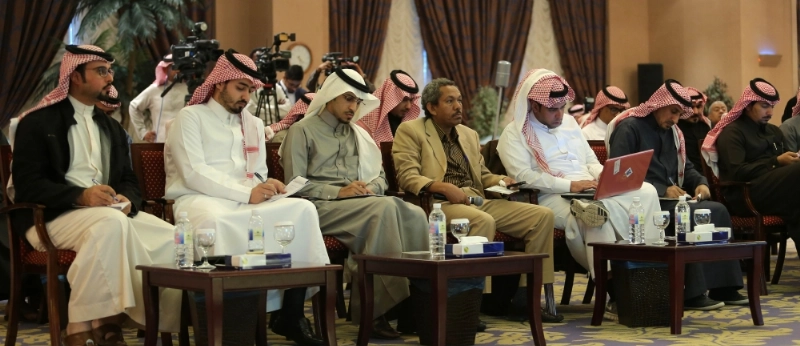 الإعلاميون خلال المؤتمر الصحفي أمس (محمد مشهور)
