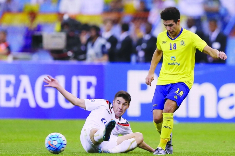 من مباراة النصر وبونيودكور الأوزبكي في الجولة الأولى (مكة)