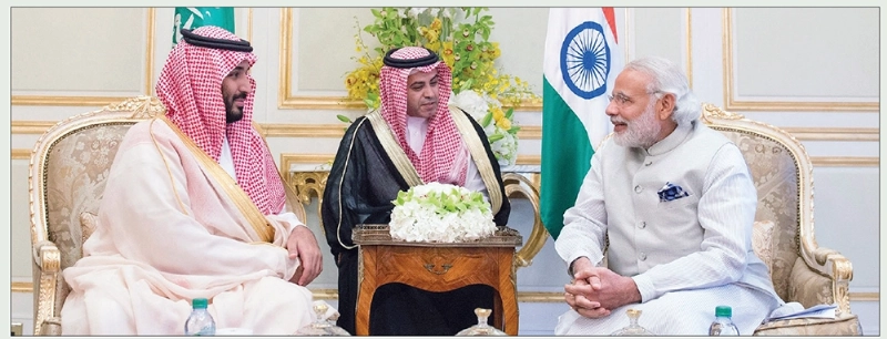 الأمير محمد بن سلمان خلال لقائه ناريندرا مودي (واس)
