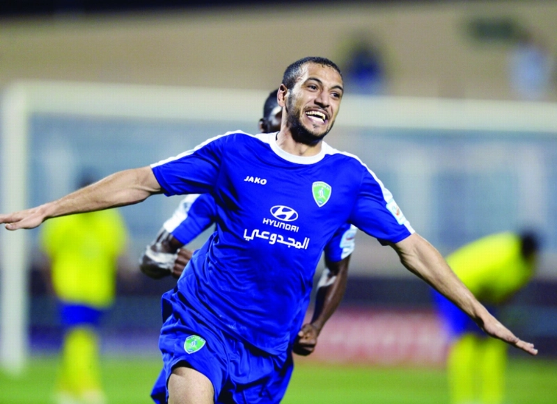 حمد الجهيم يحتفل بهدفه الأول (ماجد حقوي)