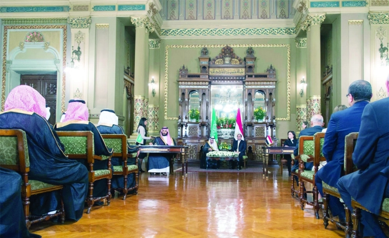 خادم الحرمين والرئيس المصري يشهدان توقيع عدد من الاتفاقيات المشتركة في قصر عابدين (بندر الجلعود)
