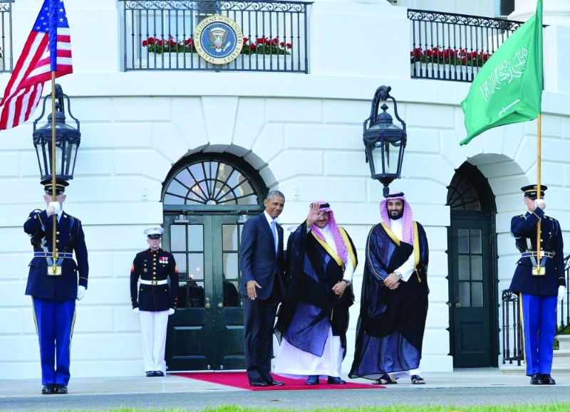 الرئيس أوباما مستقبلا ولي العهد وولي ولي العهد في البيت الأبيض في زيارة سابقة (واس)