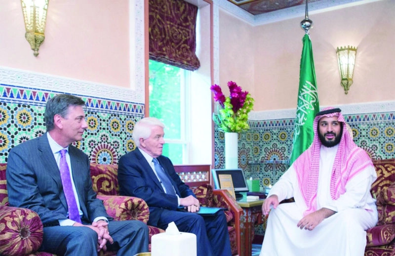 الأمير محمد بن سلمان مستقبلا توماس دونهيو (واس)
