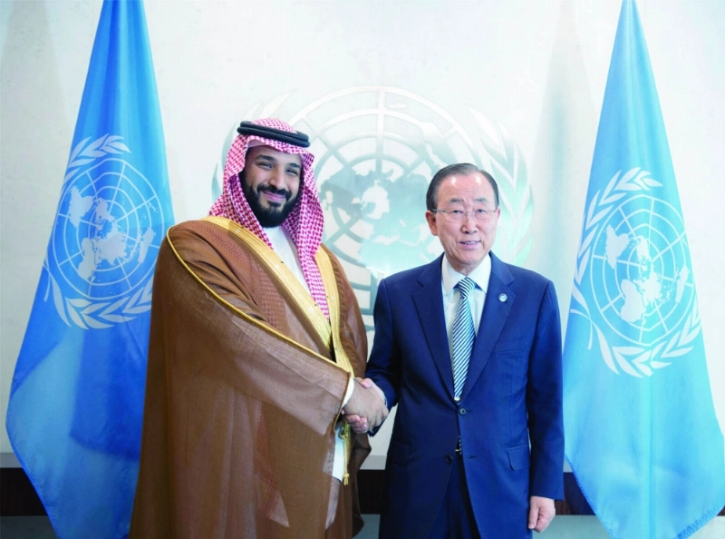 بان كي مون مرحبا بالأمير محمد بن سلمان