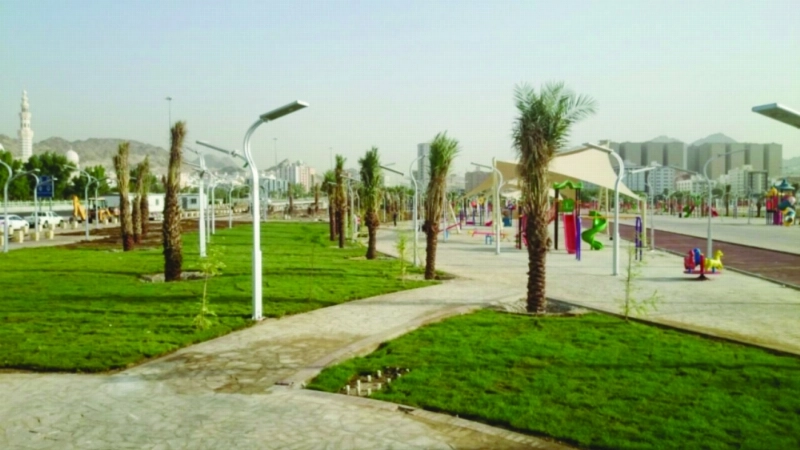 مسطحات خضراء تكسو الحديقة (مكة)