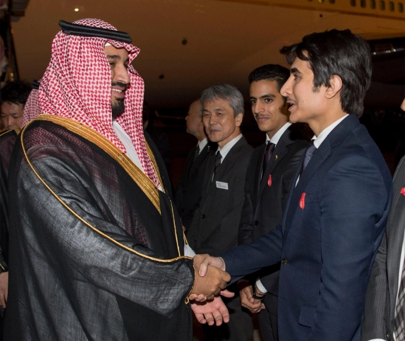 لحظة وصول الأمير محمد بن سلمان إلى اليابان (بندر الجلعود )