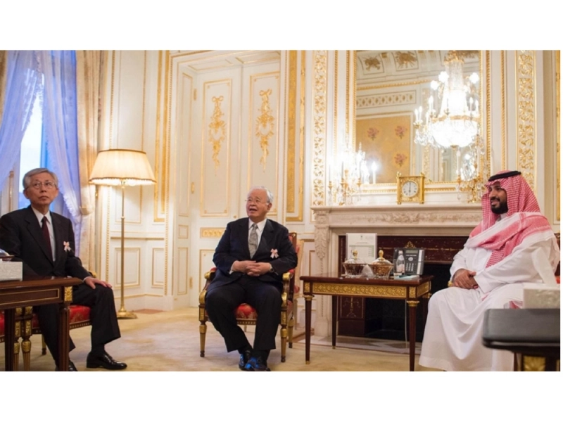 الأمير محمد بن سلمان خلال لقائه اوسامو اشيتوبي (واس)