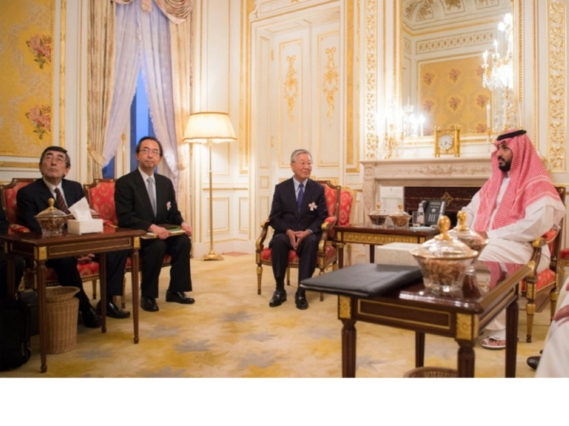 الأمير محمد بن سلمان لدى لقائه هيدوسي ناكانيشي (واس)