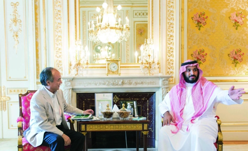 ولي ولي العهد مع مؤسس سوفت بنك (واس)